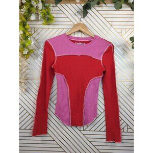 Urban Outfitters BDG Emme Thermal Seamed Blouse Top Knit Long Sleeve Small